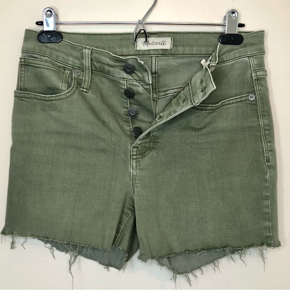 Madewell Denim High Waisted Shorts Cut Off Green Size 26 High Rise